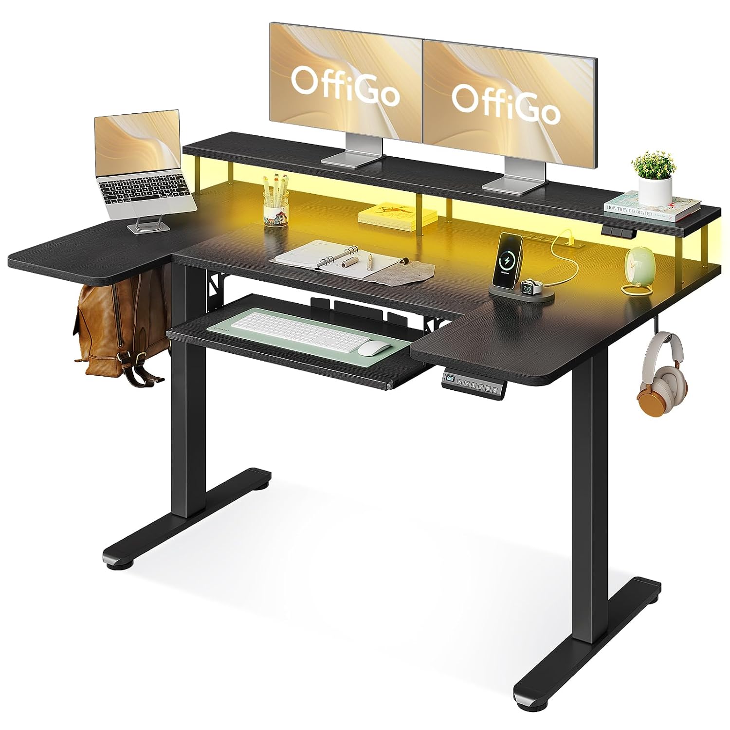 Dual Monitor Stand - 55 Inch U Shaped Electric Standing