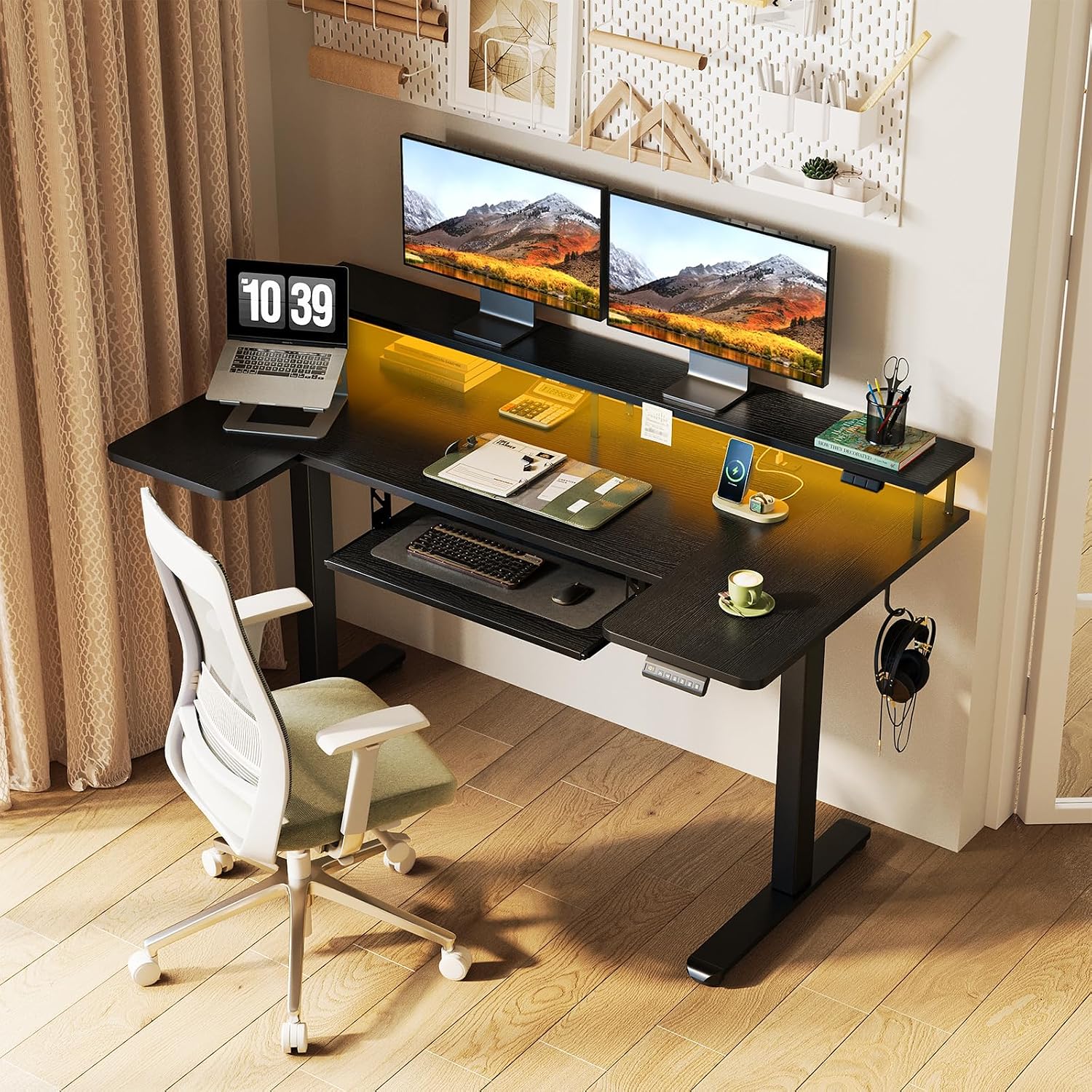 55 Inch U Shaped Electric Stan - Dual Monitor Stand recension och pris