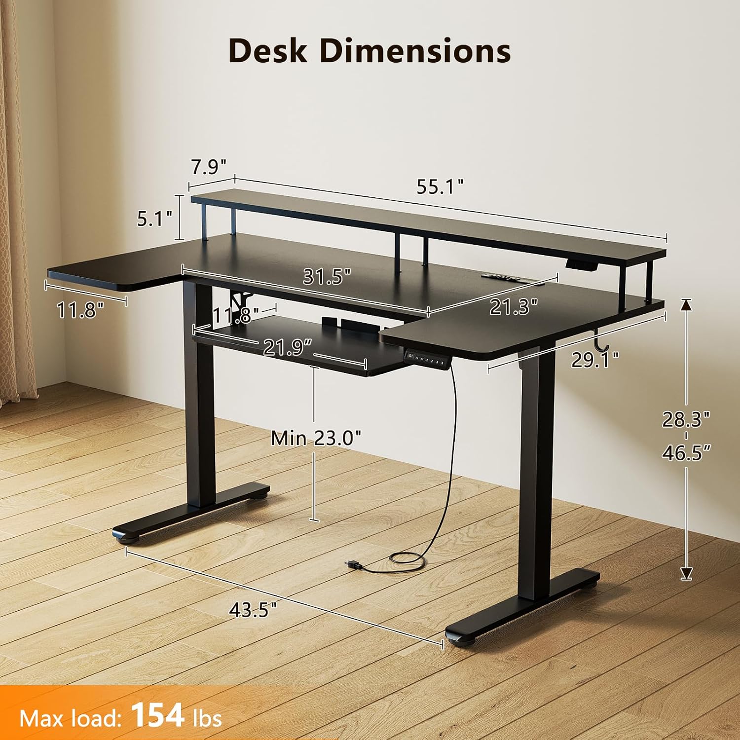 55 Inch U Shaped Electric Stan - Dual Monitor Stand recension och pris