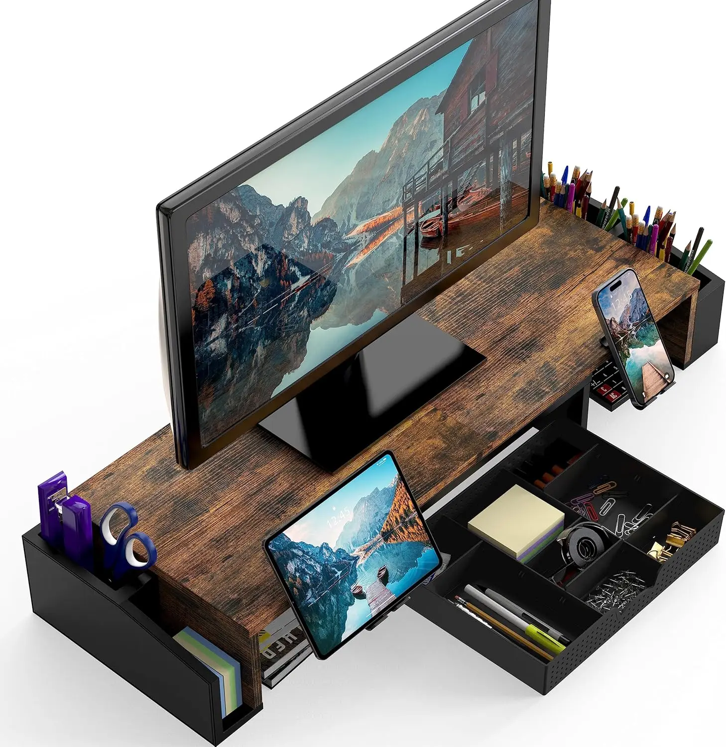 Desk Stand Dual Monitor Rustic - Dual Monitor Stand recension och pris
