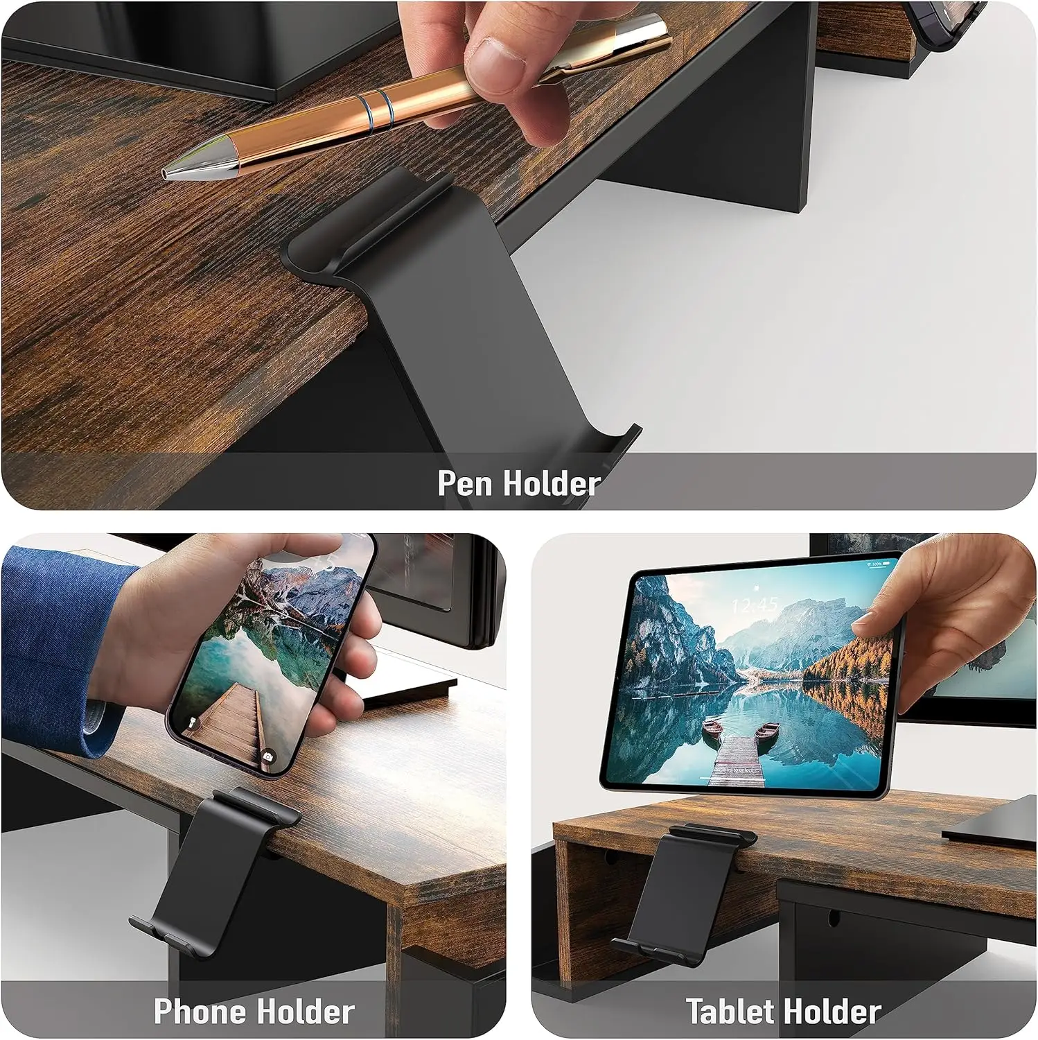 Desk Stand Dual Monitor Rustic - Dual Monitor Stand recension och pris
