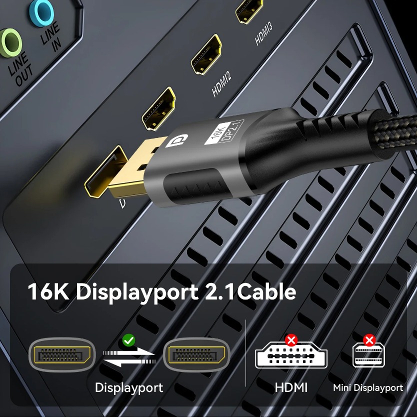 DP 2.1 DisplayPort Cable 80Gbp - Gaming Speaker 2.1 recension och pris