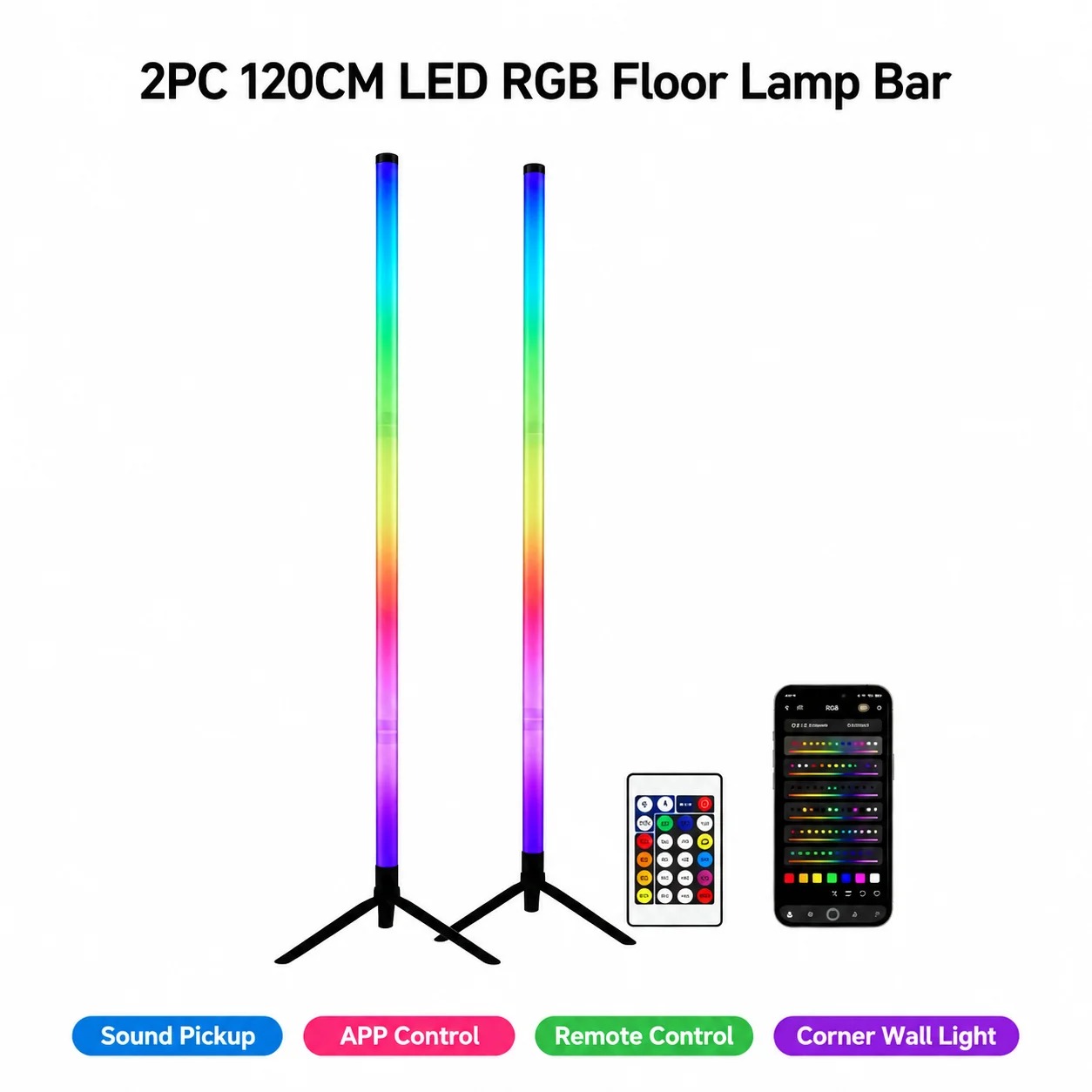 2PCS 120CM RGB Floor Lamp, Sou - Esports & Gaming Optics Gmbh recension och pris
