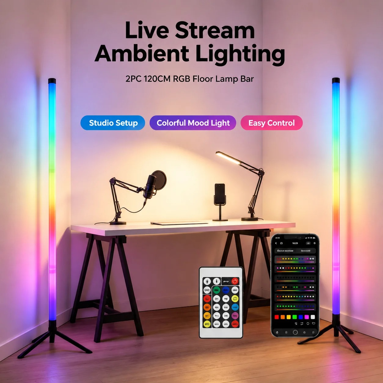 2PCS 120CM RGB Floor Lamp, Sou - Esports & Gaming Optics Gmbh recension och pris