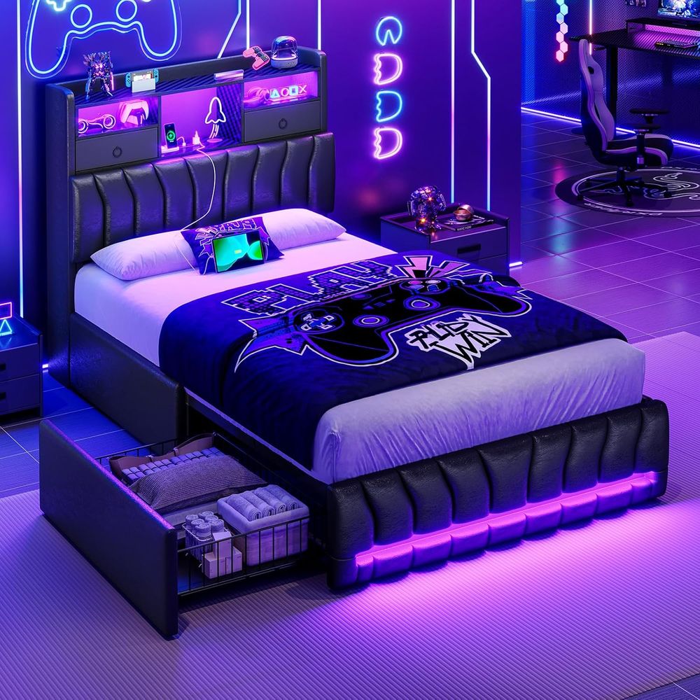 Twin Bed with Storage Board, 2 - Esports Gaming Bed recension och pris
