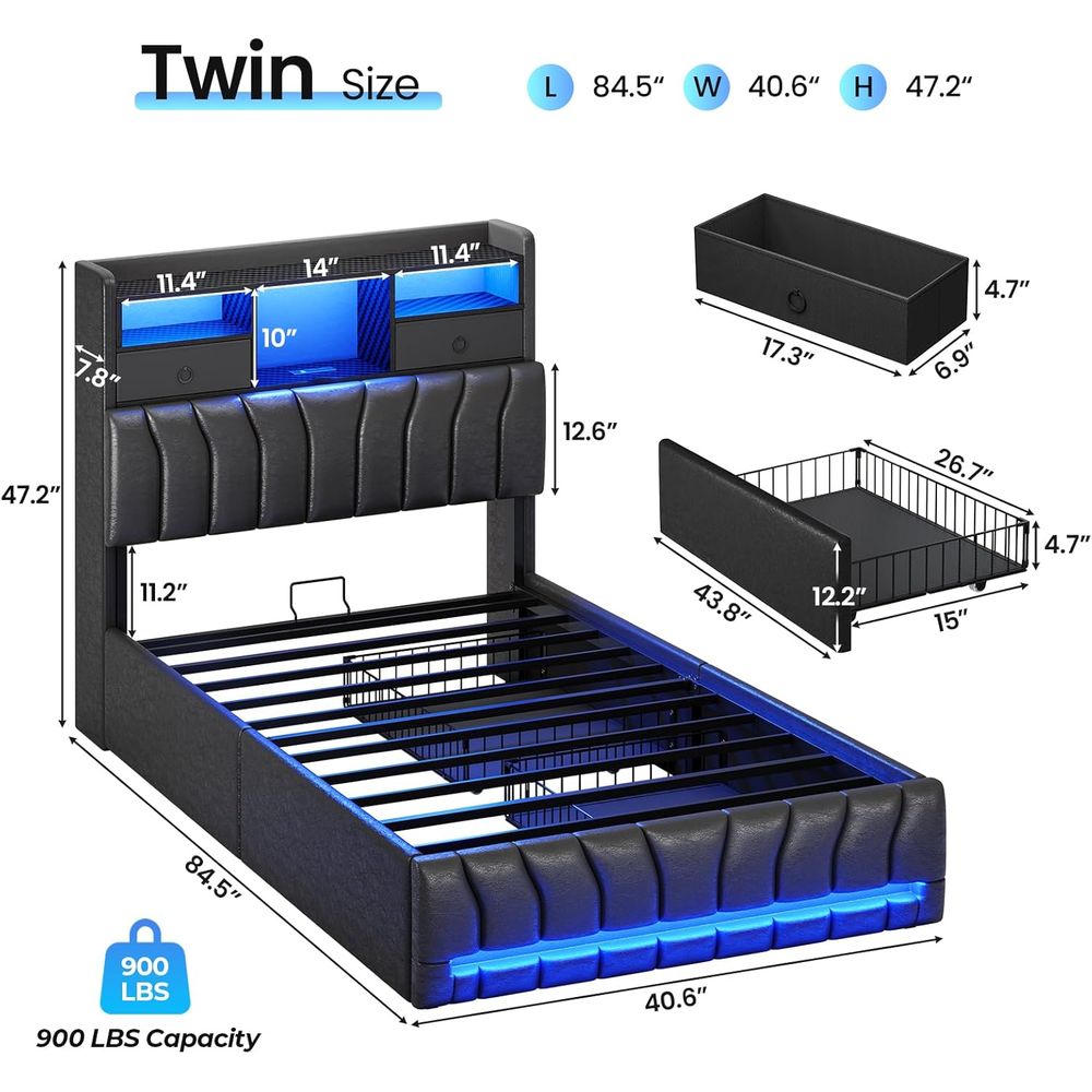 Twin Bed with Storage Board, 2 - Esports Gaming Bed recension och pris